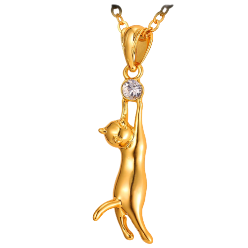 Collier Pendentif Chat En Strass - Chaîne De 50 Cm - Neuf Avec étiquettes