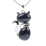 Pendentif Chat Agate (Bleu Nuit)