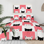 Housse de Couette Chat Damier