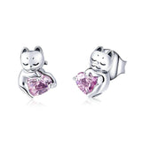 Boucles d'Oreilles Chat Amoureux