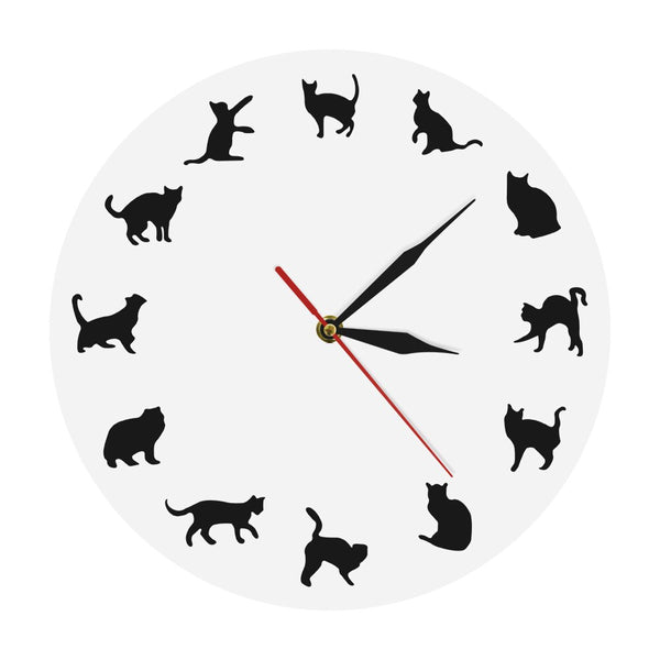 Horloge Murale Céramique Editions Atlas - Motif Chats Vintage, Diamètre 19 Cm, Blanche