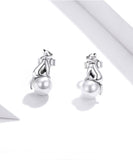 Boucles d'Oreilles Chat Argent