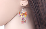 Boucles d'Oreilles Chat Mosaïque (Marron)