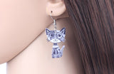 Boucles d'Oreilles Chat Mosaïque (Gris)