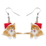 Boucles d'Oreilles Chat Avec Bonnet