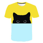 T-Shirt Chat Jaune et Bleu