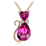 Pendentif Chat Coeur Diamant (Violet)