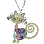 Pendentif Chat Fleurs Vert