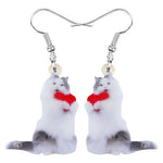 Boucles d'Oreilles Chat Coeur Rouge